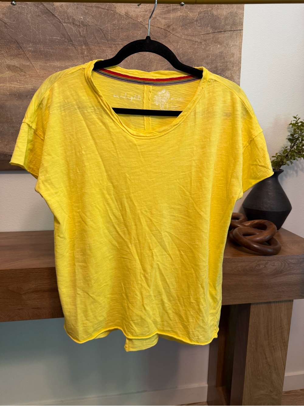 Pilcro Bright Yellow Short Sleeve Scoop Neck Tee